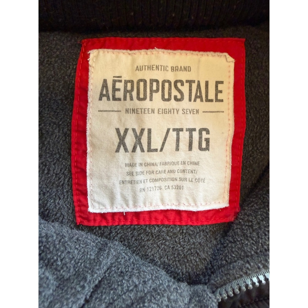 Aeropostale Mens XXL Quarter Zip Fleece Hoodie Colorblock Grey Black AERO NY - Picture 3 of 8
